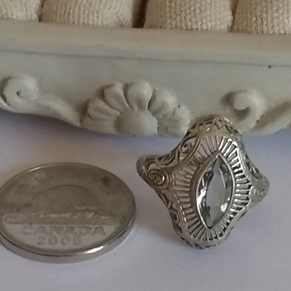 Art Deco Aquamarine Silver Ring - Picture 5 of 5